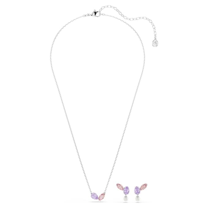 Conjunto Ariana Grande X Swarovski con cortes mixtos, multicolor, chapado en rodio Conjunto Ariana Grande X Swarovski con cortes mixtos, multicolor, chapado en rodio