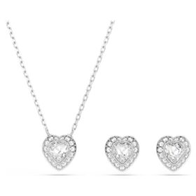 Conjunto Ariana Grande x Swarovski: cortes mixtos, corazón, blanco, chapado en rodio