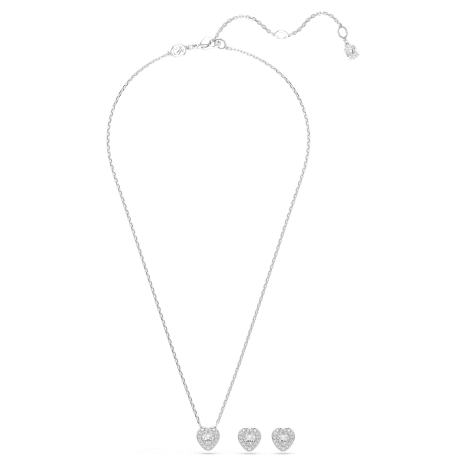 Conjunto Ariana Grande x Swarovski: cortes mixtos, corazón, blanco, chapado en rodio Conjunto Ariana Grande x Swarovski: cortes mixtos, corazón, blanco, chapado en rodio