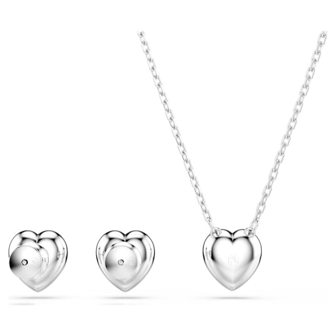 Conjunto Ariana Grande x Swarovski: cortes mixtos, corazón, blanco, chapado en rodio Conjunto Ariana Grande x Swarovski: cortes mixtos, corazón, blanco, chapado en rodio