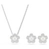 Conjunto Ariana Grande X Swarovski: perla de cristal, corte redondo, flor, blanco, chapado en rodio