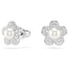 Conjunto Ariana Grande X Swarovski: perla de cristal, corte redondo, flor, blanco, chapado en rodio