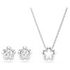 Conjunto Ariana Grande X Swarovski: perla de cristal, corte redondo, flor, blanco, chapado en rodio