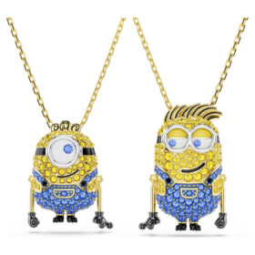 Conjunto de Minions James y Henry con pavé, multicolor, chapado en tono dorado