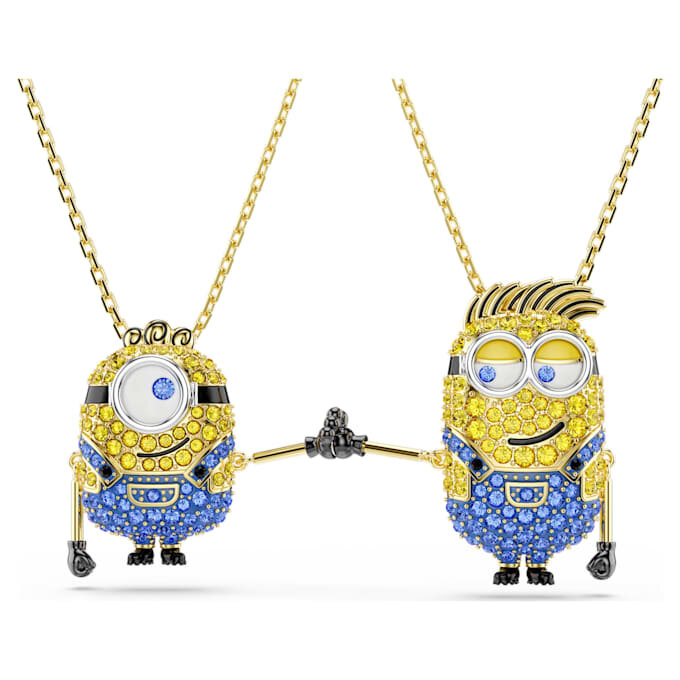 Conjunto de Minions James y Henry con pavé, multicolor, chapado en tono dorado Conjunto de Minions James y Henry con pavé, multicolor, chapado en tono dorado