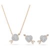 Conjunto Idyllia con cortes mixtos, corazón con flecha, chapado en tono oro blanco y rosa