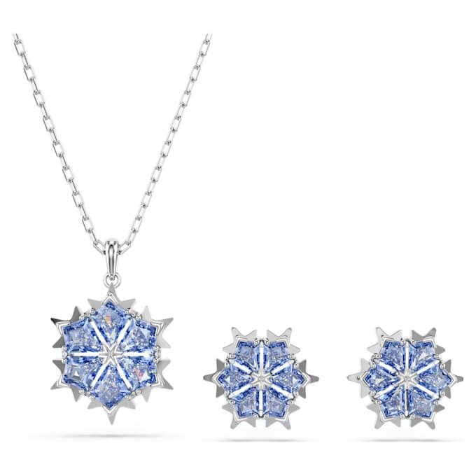 Conjunto «Magic Set» Copo de nieve, azul, chapado en rodio Conjunto «Magic Set» Copo de nieve, azul, chapado en rodio