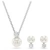 Conjunto Matrix de perlas de cristal, corte redondo, blanco, chapado en rodio Conjunto Matrix de perlas de cristal, corte redondo, blanco, chapado en rodio