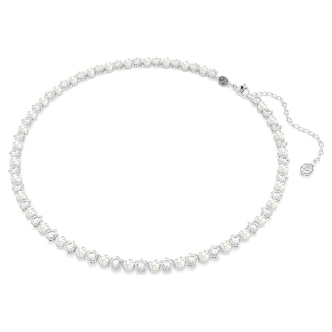 Conjunto Matrix de perlas de cristal, corte redondo, blanco, chapado en rodio Conjunto Matrix de perlas de cristal, corte redondo, blanco, chapado en rodio