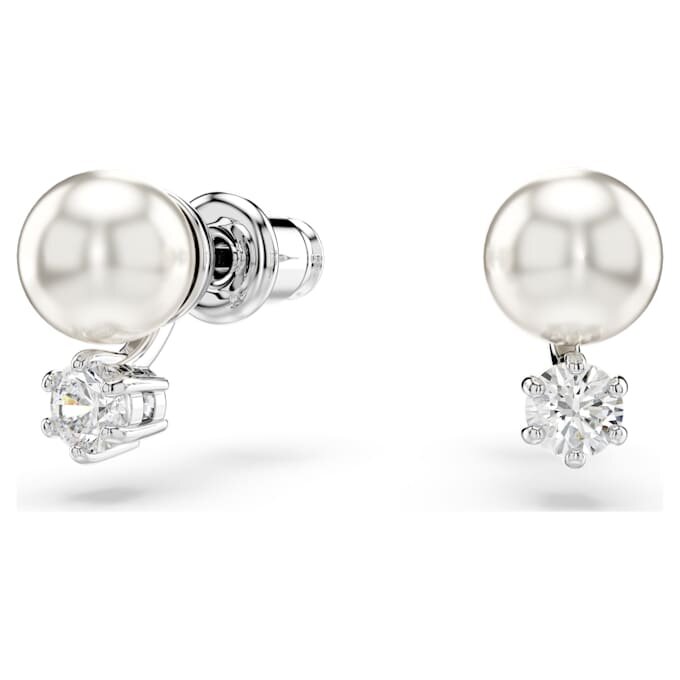 Conjunto Matrix de perlas de cristal, corte redondo, blanco, chapado en rodio Conjunto Matrix de perlas de cristal, corte redondo, blanco, chapado en rodio