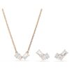 Conjunto Mesmera: corte en pera, corte octogonal, blanco, chapado en tono oro rosa Conjunto Mesmera: corte en pera, corte octogonal, blanco, chapado en tono oro rosa