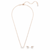 Conjunto Mesmera: corte en pera, corte octogonal, blanco, chapado en tono oro rosa Conjunto Mesmera: corte en pera, corte octogonal, blanco, chapado en tono oro rosa