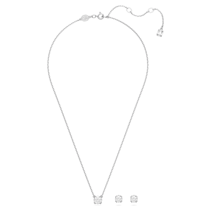 Conjunto Stilla de corte redondo, blanco, chapado en rodio Conjunto Stilla de corte redondo, blanco, chapado en rodio
