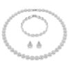 Conjunto «Una Angelic» (3), corte redondo, blanco, chapado en rodio