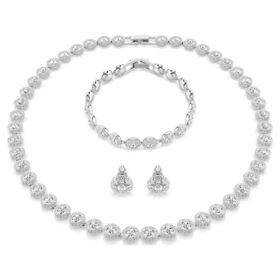 Conjunto «Una Angelic» (3), corte redondo, blanco, chapado en rodio