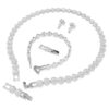Conjunto «Una Angelic» (3), corte redondo, blanco, chapado en rodio