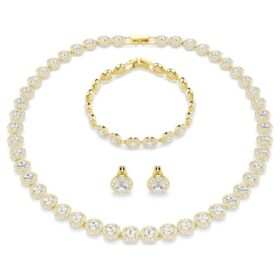 Conjunto «Una Angelic» (3 piezas), corte redondo, blanco, chapado en tono dorado