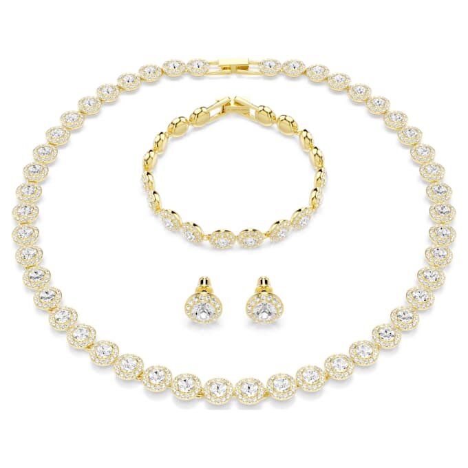Conjunto «Una Angelic» (3 piezas), corte redondo, blanco, chapado en tono dorado Conjunto «Una Angelic» (3 piezas), corte redondo, blanco, chapado en tono dorado