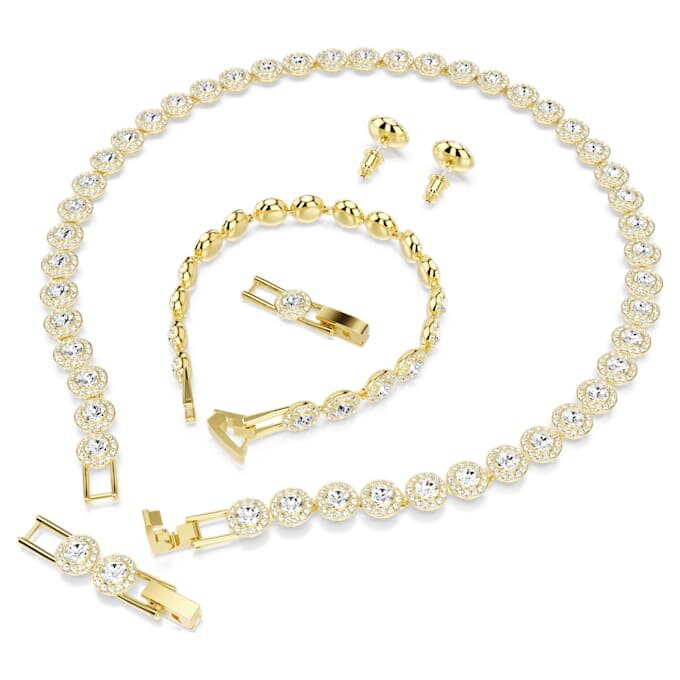 Conjunto «Una Angelic» (3 piezas), corte redondo, blanco, chapado en tono dorado Conjunto «Una Angelic» (3 piezas), corte redondo, blanco, chapado en tono dorado