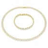 Conjunto Una Angelic, corte redondo, blanco, chapado en tono dorado Conjunto Una Angelic, corte redondo, blanco, chapado en tono dorado