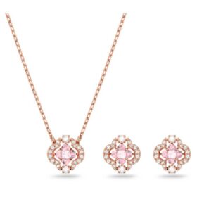 Conjunto Una de cortes mixtos, trébol, rosa, chapado en tono oro rosa