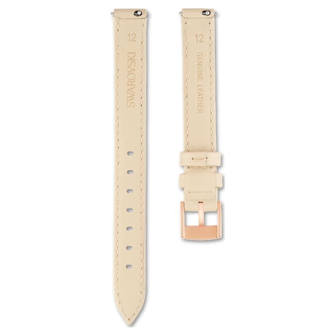 Correa de reloj de 12 mm (0.47″) de ancho, de cuero, color beige, con acabado en tono oro rosa Correa de reloj de 12 mm (0.47″) de ancho, de cuero, color beige, con acabado en tono oro rosa