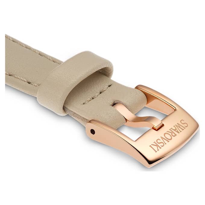 Correa de reloj de 12 mm (0.47″) de ancho, de cuero, color beige, con acabado en tono oro rosa Correa de reloj de 12 mm (0.47″) de ancho, de cuero, color beige, con acabado en tono oro rosa