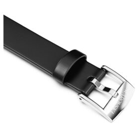 Correa de reloj de 12 mm (0,47″) de ancho, de cuero, negra, de acero inoxidable Correa de reloj de 12 mm (0,47″) de ancho, de cuero, negra, de acero inoxidable