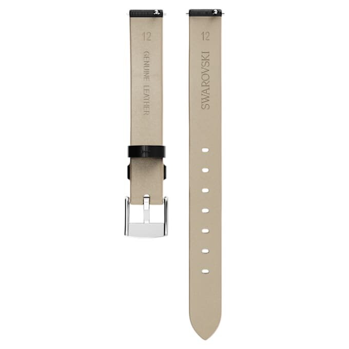 Correa de reloj de 12 mm (0,47″) de ancho, de cuero, negra, de acero inoxidable Correa de reloj de 12 mm (0,47″) de ancho, de cuero, negra, de acero inoxidable