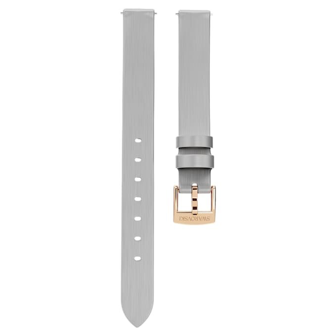 Correa de reloj de 12 mm (0,47″) de ancho, de cuero, tono plateado, acabado en tono oro rosa Correa de reloj de 12 mm (0,47″) de ancho, de cuero, tono plateado, acabado en tono oro rosa