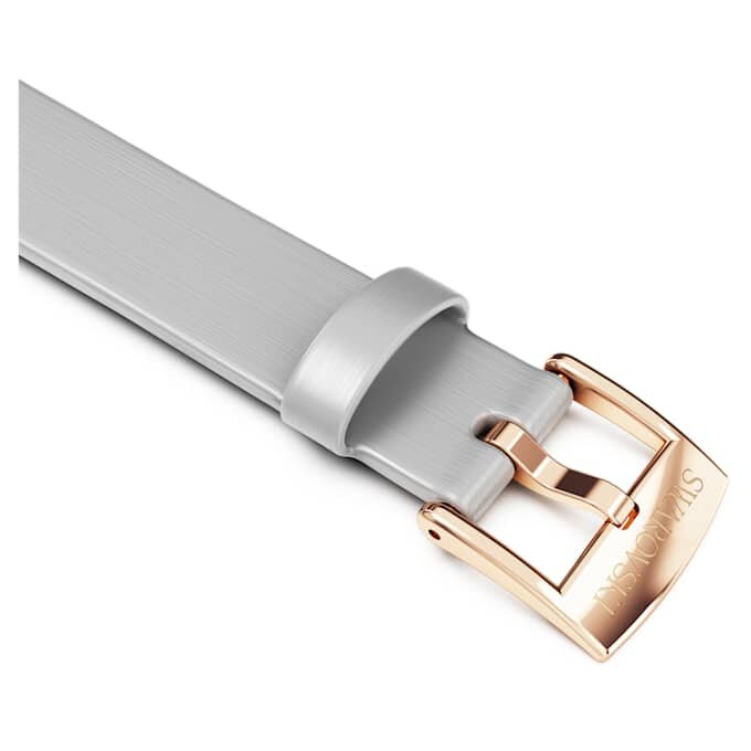 Correa de reloj de 12 mm (0,47″) de ancho, de cuero, tono plateado, acabado en tono oro rosa Correa de reloj de 12 mm (0,47″) de ancho, de cuero, tono plateado, acabado en tono oro rosa