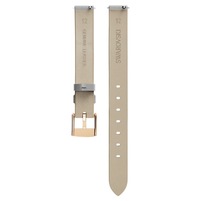 Correa de reloj de 12 mm (0,47″) de ancho, de cuero, tono plateado, acabado en tono oro rosa Correa de reloj de 12 mm (0,47″) de ancho, de cuero, tono plateado, acabado en tono oro rosa