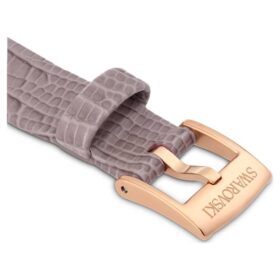 Correa de reloj de 13 mm (0,51″) de ancho, de cuero, gris, con acabado en tono oro rosa Correa de reloj de 13 mm (0,51″) de ancho, de cuero, gris, con acabado en tono oro rosa