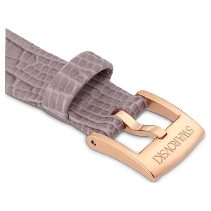 Correa de reloj de 13 mm (0,51″) de ancho, de cuero, gris, con acabado en tono oro rosa Correa de reloj de 13 mm (0,51″) de ancho, de cuero, gris, con acabado en tono oro rosa
