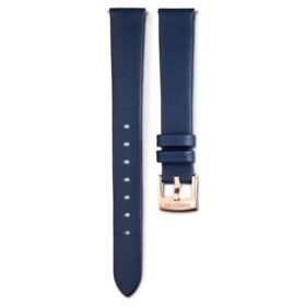 Correa de reloj de 14 mm (0.55″) de ancho, de cuero, azul, con acabado en tono oro rosa Correa de reloj de 14 mm (0.55″) de ancho, de cuero, azul, con acabado en tono oro rosa