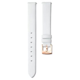 Correa de reloj de 14 mm (0.55″) de ancho, de cuero, blanca, con acabado en tono oro rosa Correa de reloj de 14 mm (0.55″) de ancho, de cuero, blanca, con acabado en tono oro rosa