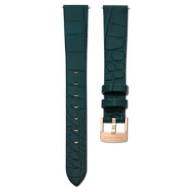 Correa de reloj de 14 mm (0,55″) de ancho, de cuero, verde, con acabado en tono oro rosa Correa de reloj de 14 mm (0,55″) de ancho, de cuero, verde, con acabado en tono oro rosa