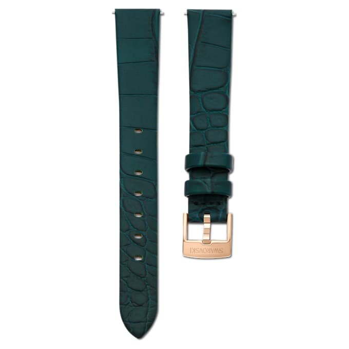 Correa de reloj de 14 mm (0,55″) de ancho, de cuero, verde, con acabado en tono oro rosa Correa de reloj de 14 mm (0,55″) de ancho, de cuero, verde, con acabado en tono oro rosa