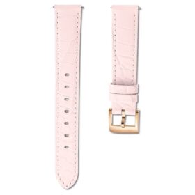 Correa de reloj de 15 mm (0,59″) de ancho, de cuero con costuras, rosa, acabado en tono oro rosa Correa de reloj de 15 mm (0,59″) de ancho, de cuero con costuras, rosa, acabado en tono oro rosa