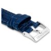 Correa de reloj de 16 mm (0,63″) de ancho, de cuero con costuras, azul, acero inoxidable