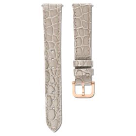 Correa de reloj de 16 mm (0,63″) de ancho, de cuero con costuras, color beige, acabado tono oro rosa Correa de reloj de 16 mm (0,63″) de ancho, de cuero con costuras, color beige, acabado tono oro rosa