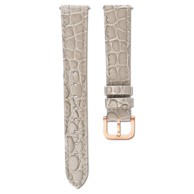 Correa de reloj de 16 mm (0,63″) de ancho, de cuero con costuras, color beige, acabado tono oro rosa Correa de reloj de 16 mm (0,63″) de ancho, de cuero con costuras, color beige, acabado tono oro rosa