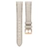 Correa de reloj de 16 mm (0.63″) de ancho, de cuero con costuras, gris, acabado en tono oro rosa Correa de reloj de 16 mm (0.63″) de ancho, de cuero con costuras, gris, acabado en tono oro rosa