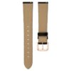 Correa de reloj de 16 mm (0,63″) de ancho, de cuero con costuras, negra, con acabado en tono oro rosa Correa de reloj de 16 mm (0,63″) de ancho, de cuero con costuras, negra, con acabado en tono oro rosa