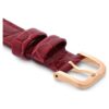 Correa de reloj de 16 mm (0.63″) de ancho, de cuero con costuras, roja, con acabado en tono oro rosa Correa de reloj de 16 mm (0.63″) de ancho, de cuero con costuras, roja, con acabado en tono oro rosa