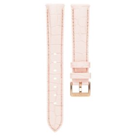 Correa de reloj de 16 mm (0,63″) de ancho, de cuero con costuras, rosa, acabado tono oro rosa Correa de reloj de 16 mm (0,63″) de ancho, de cuero con costuras, rosa, acabado tono oro rosa