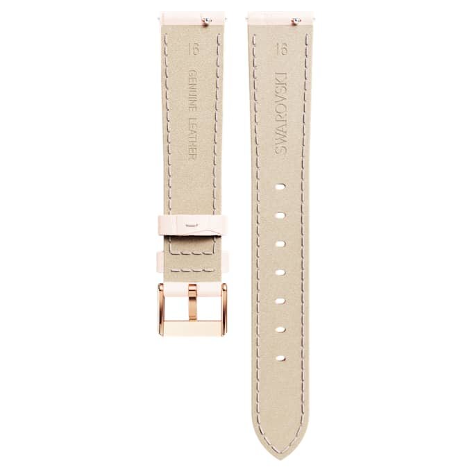 Correa de reloj de 16 mm (0,63″) de ancho, de cuero con costuras, rosa, acabado tono oro rosa Correa de reloj de 16 mm (0,63″) de ancho, de cuero con costuras, rosa, acabado tono oro rosa