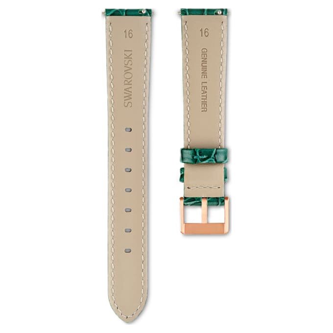 Correa de reloj de 16 mm (0.63″) de ancho, de cuero con costuras, verde Correa de reloj de 16 mm (0.63″) de ancho, de cuero con costuras, verde