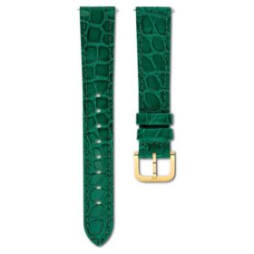 Correa de reloj de 16 mm (0,63″) de ancho, de cuero con costuras, verde, acabado dorado Correa de reloj de 16 mm (0,63″) de ancho, de cuero con costuras, verde, acabado dorado