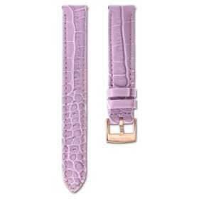 Correa de reloj de 17 mm (0.67″) de ancho, de cuero con costuras, color púrpura, acabado en tono oro rosa Correa de reloj de 17 mm (0.67″) de ancho, de cuero con costuras, color púrpura, acabado en tono oro rosa